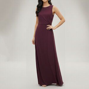 Ann Taylor Purple Sleeveless Faux Wrap Rouched Maxi Evening Gown Formal Dress